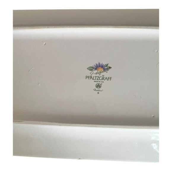 Pfaltzgraff Dahlia Collection Rectangular Ceramic Serving Tray 13"x6.5" Made USA - Picture 2 of 8